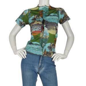 Vintage Seascape Art Print Shirt, Retro Chic